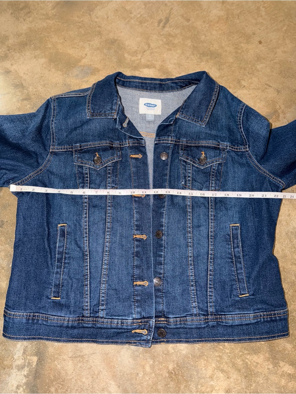 Old Navy Denim Jean Jacket Dark Wash Trucker XL Classic Fall Photos Game Day - Picture 6 of 10